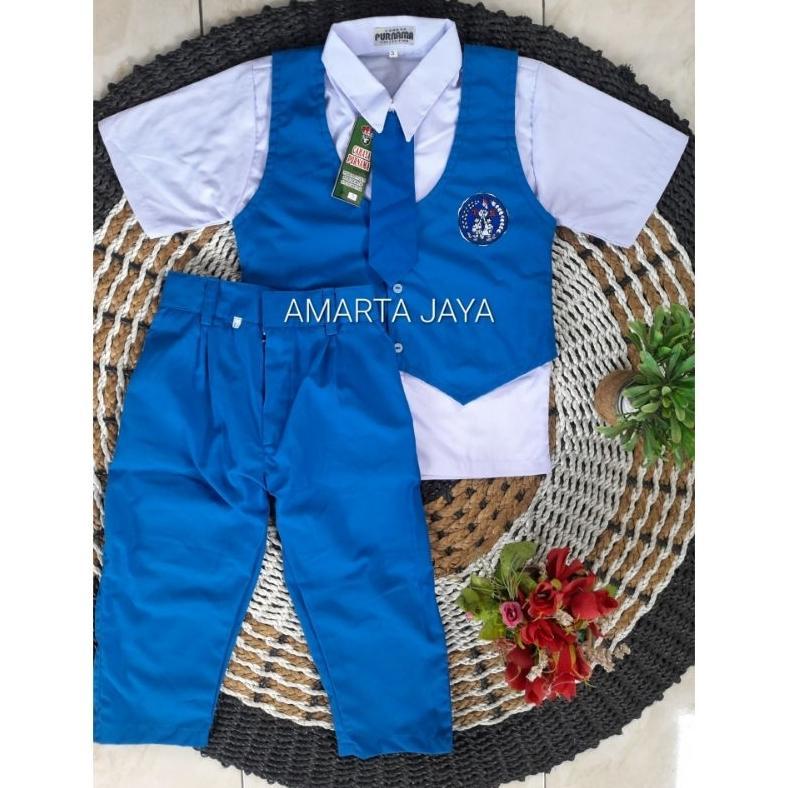 Diskon Seragam Paud Dan Tk Cowok Baju Pendek Celana Panjang Laki-Laki Seragam Sekolah Warna Biru Put