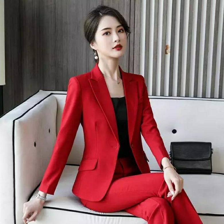 Free Ongkir Stelan Jas Dan Rok Panjang Wanita/ Jas Kantor Wanita Jas Formal Wanita/Stelan Rok Span