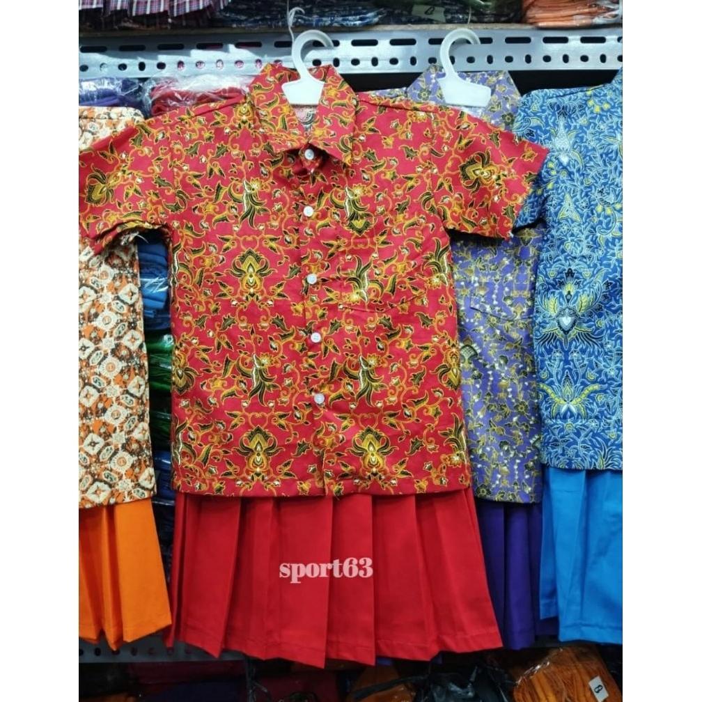 Free Ongkir Seragam Batik Anak Tk/Paud/ Stelan Batik Anak Tk/Paud/Seragam Batik Anak Lengan Pendek/S