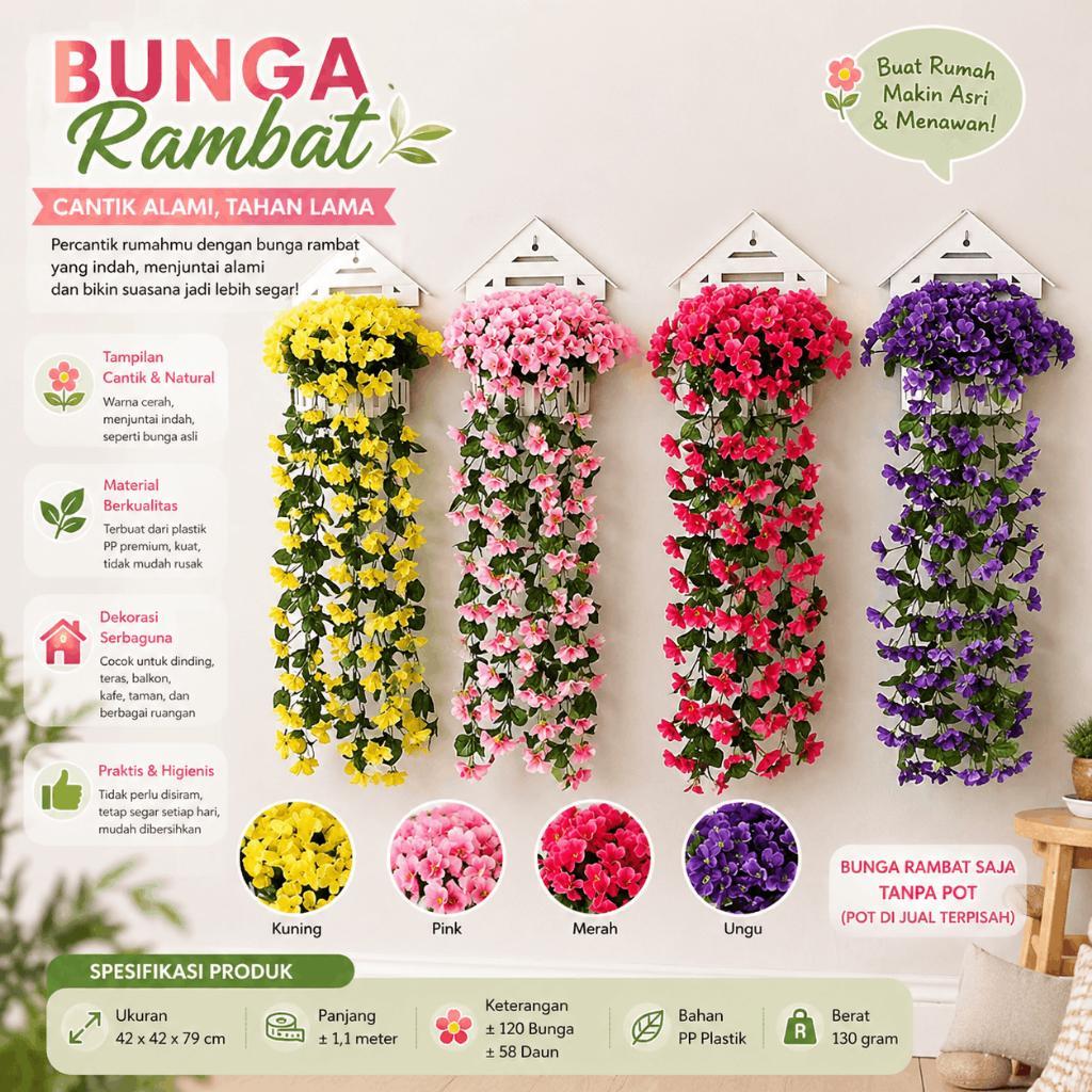 Bunga Gantung Plastik Artificial Sakura Juntai Hiasan Dekorasi Dinding Ruang Tamu Koalastore Pbp94
