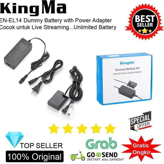 Termurah Kingma Dummy Battery Nikon En-El14 - For Live Streaming - Vlog & Timelapse - Baterai Colok 