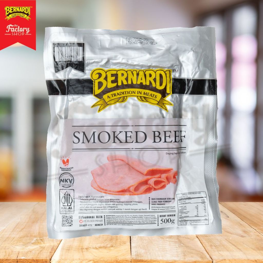 Bernardi Smoked Beef Block 500gr Smoke Daging Sapi Asap