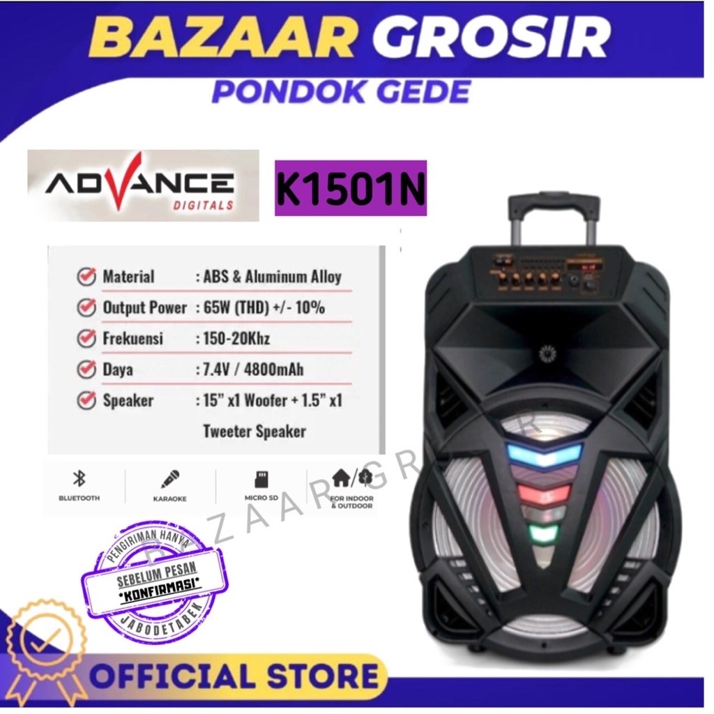 SPEAKER PORTABLE ADVANCE 15 INCH K-1501-N / K 1501 N / K1501N
