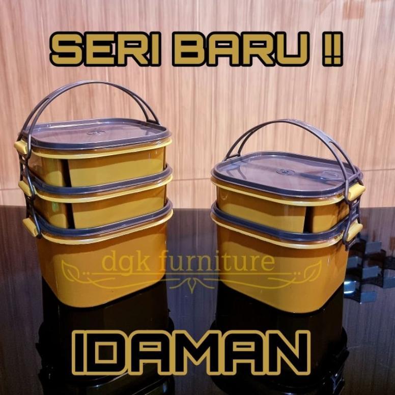 TERBARU Rantang Segi Persegi Bulat Bekal Tempat Makan Bontot Plastik Susun 3 Tiga Tingkat Susun 2 Du
