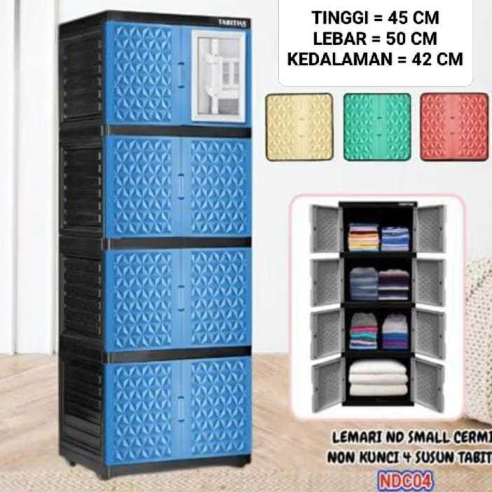 Lemari Susun Mini 4 Kaca / Lemari Plastik Susun 4 Tabitha
