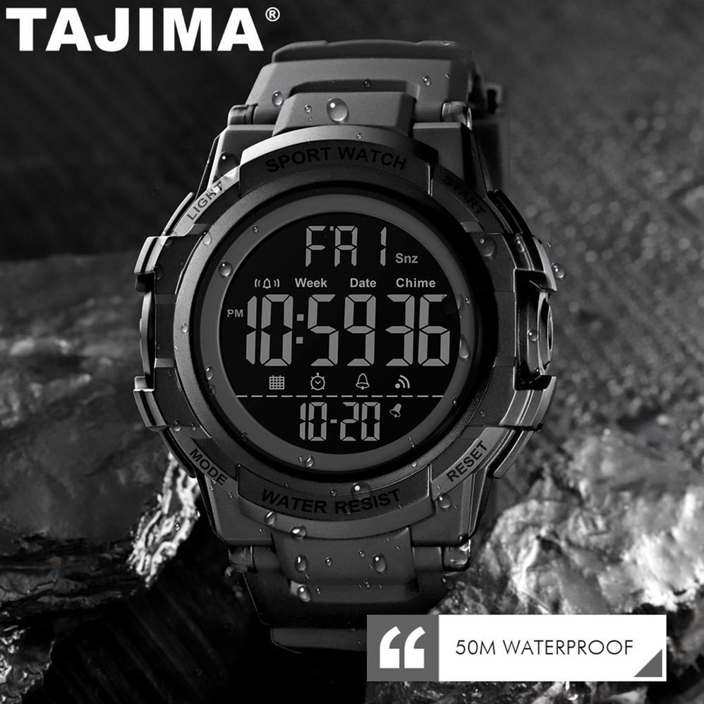 FAST DELIVERY Jam Tangan Digital Pria TAJIMA 9542 Rubber Strap Water Resist 5ATM Original