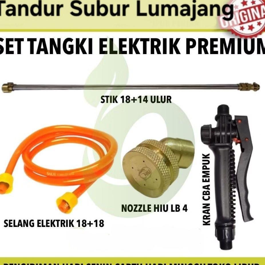 Set Tangki Sprayer Elektrik Cba Dgw Handle Empuk Stik Teleskop Kuningan Nozzle Lubang 4 Kabut
