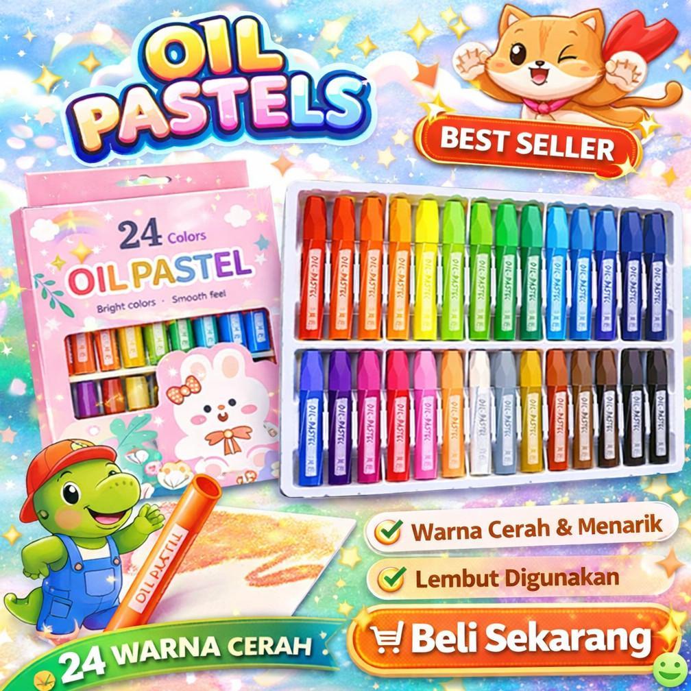 hot deals crayon oil pastel set 12warna dan 24warna / crayon oil pastel / crayon minyak oil pastel /