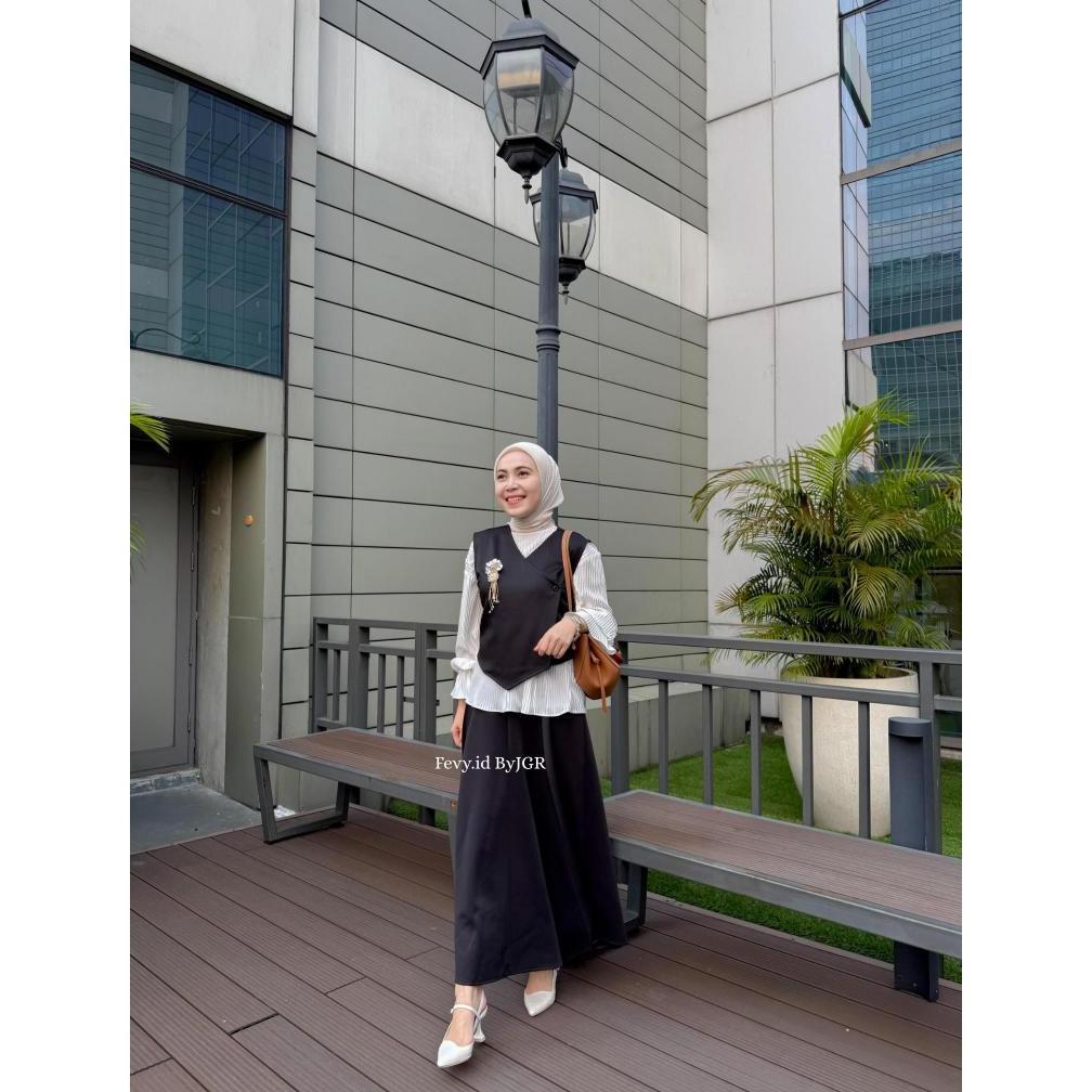 Murah Fevy.Id - Jeslyn Set Vest Korean Style Rompi Kekinian - Rompi Korean Style Wanita