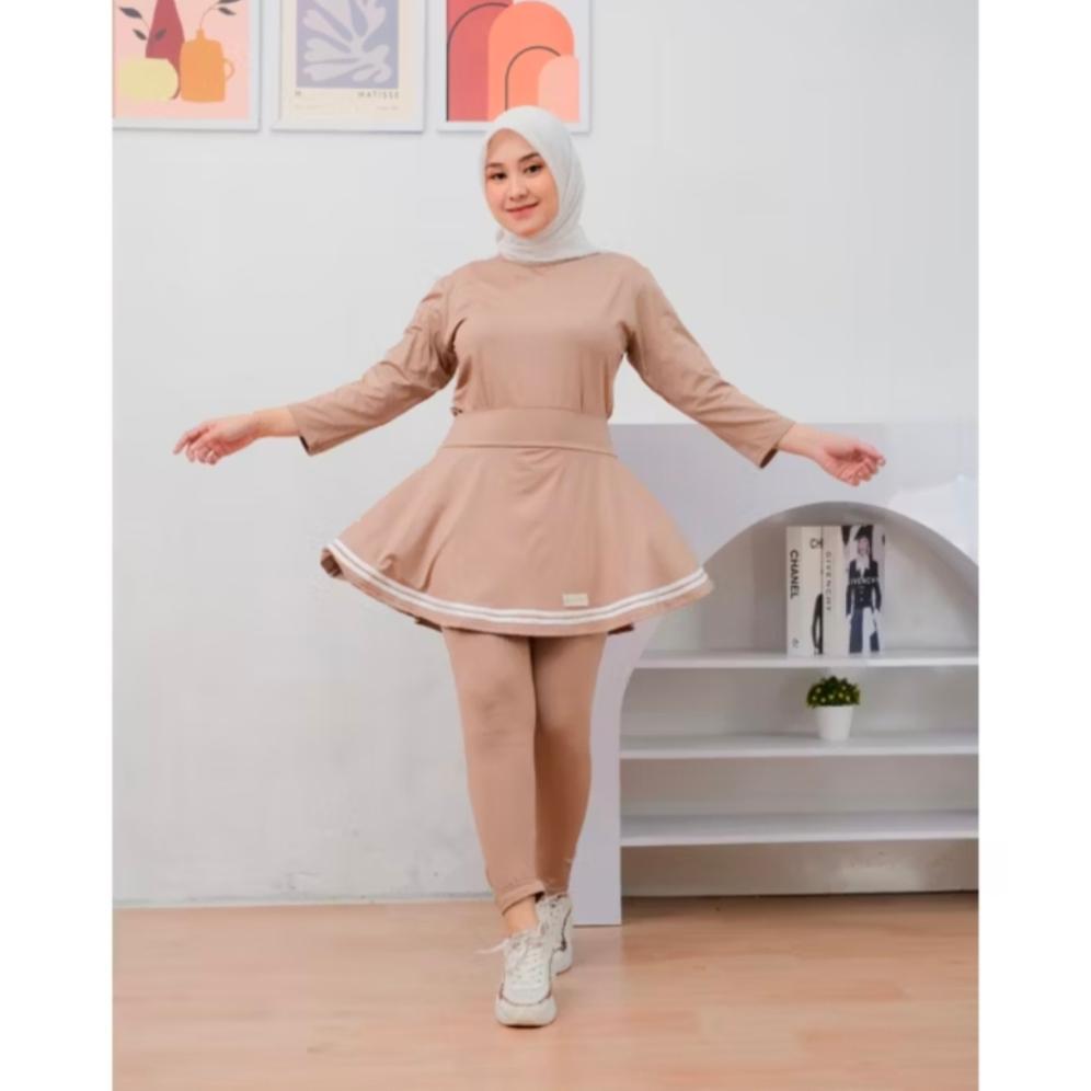 Grade Ori Atlanta Set-Setelan Olahraga Wanita Terbaru Senam Zumba Aerobik Bersepeda Renang Lari Set 
