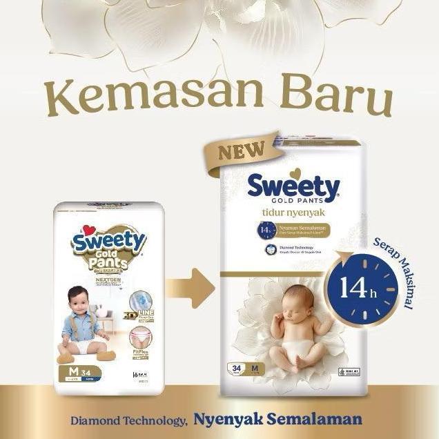 Whoiam- Popok Bayi Sweety Gold Pants L52 Sweety Popok Sweety L 52 Diapers