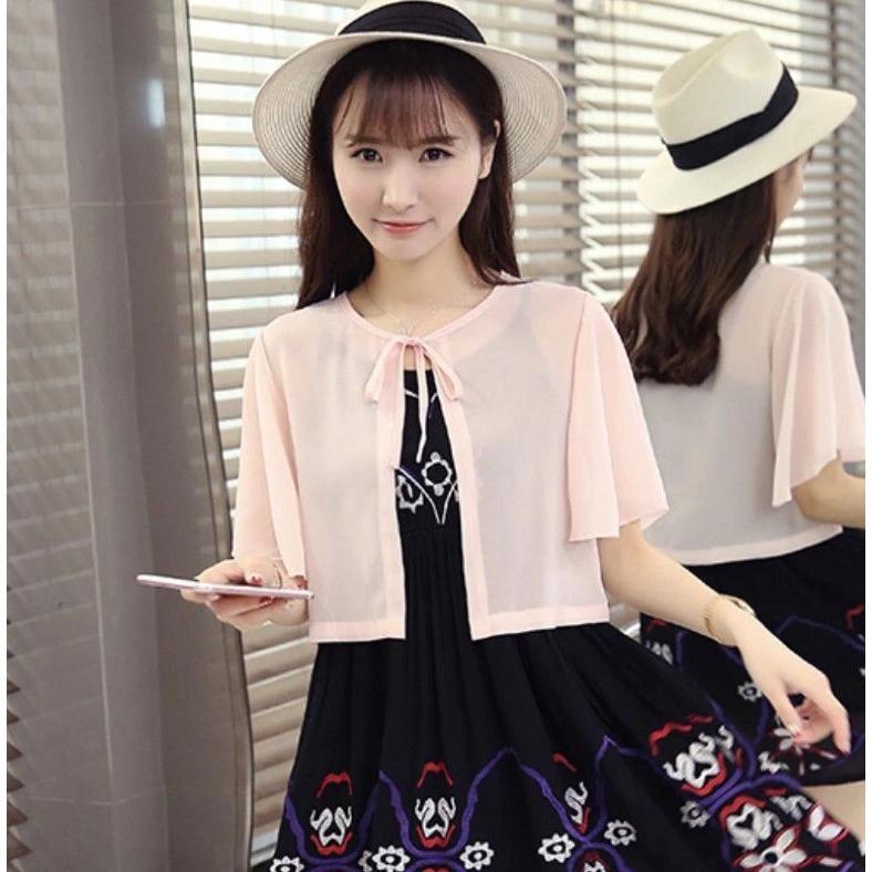 NEW ATASAN WANITA OUTER CERUTY KOREAN LOOK TALI DEPAN CANTIK KEKINIAN