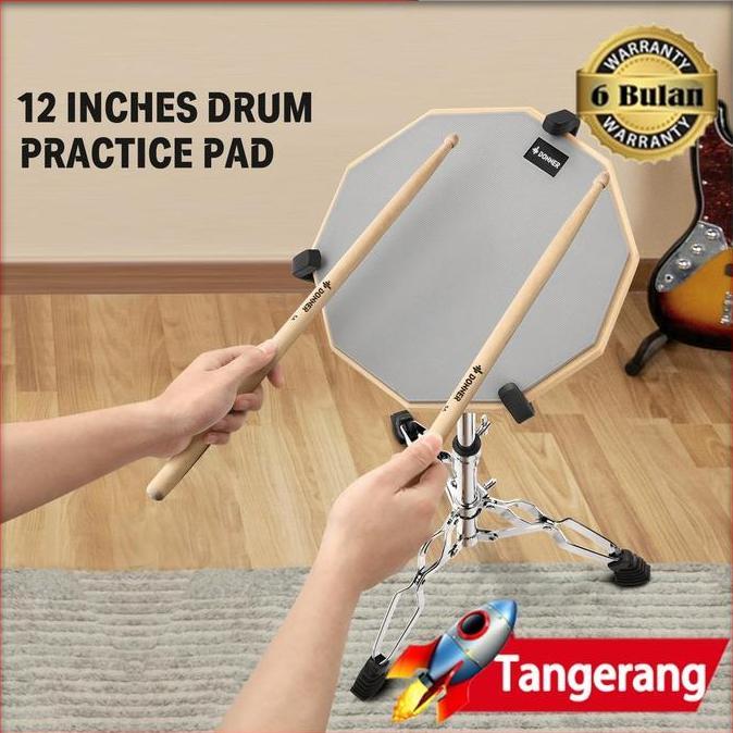 GARAVAR Drum Pad 12 inch Practice Pad Drum Alat Latihan Drum