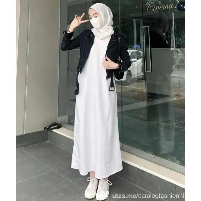 Premium Inner Dress Tanpa Lengan Jumbo Rayon Twill Busui Gamis Tanpa Lengan Manset Gamis Dress Hitam