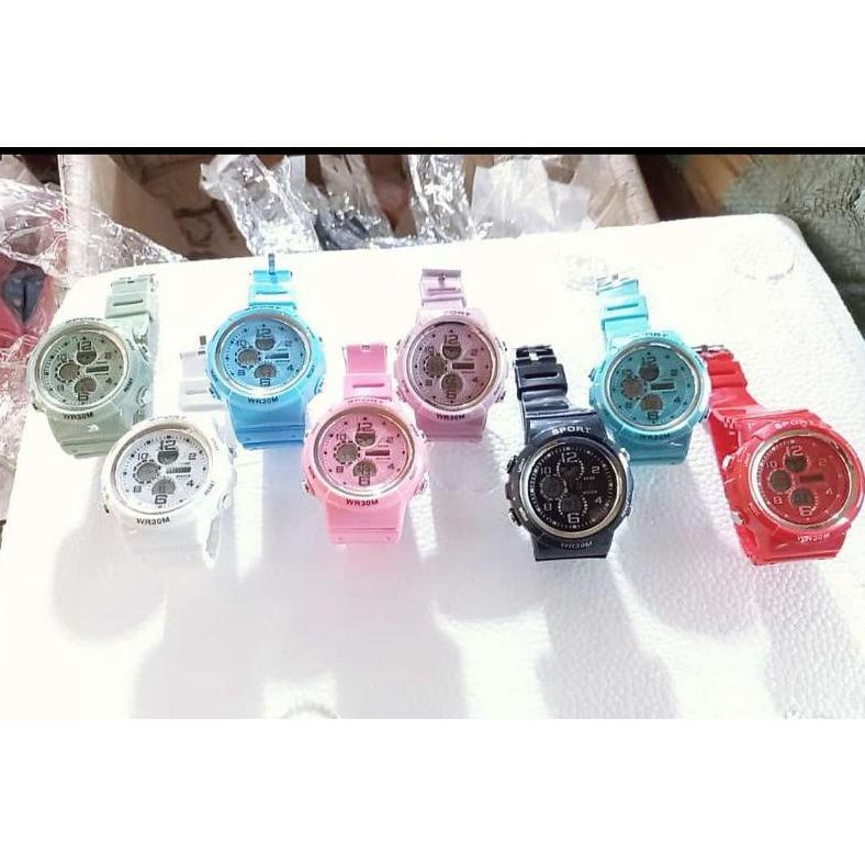 Hot (Cod)Jam Tangan Wanita Sport Digital Wr30M Strap Rubber(Dikirim Jakarta)