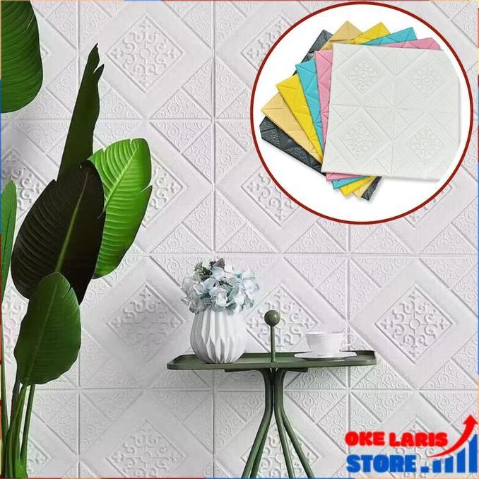 GARAVAR OLS Wallpaper Dinding 3D WallFoam Motif Batik Sultan Ukuran  70 x 70Cm Wall Paper Stiker Din