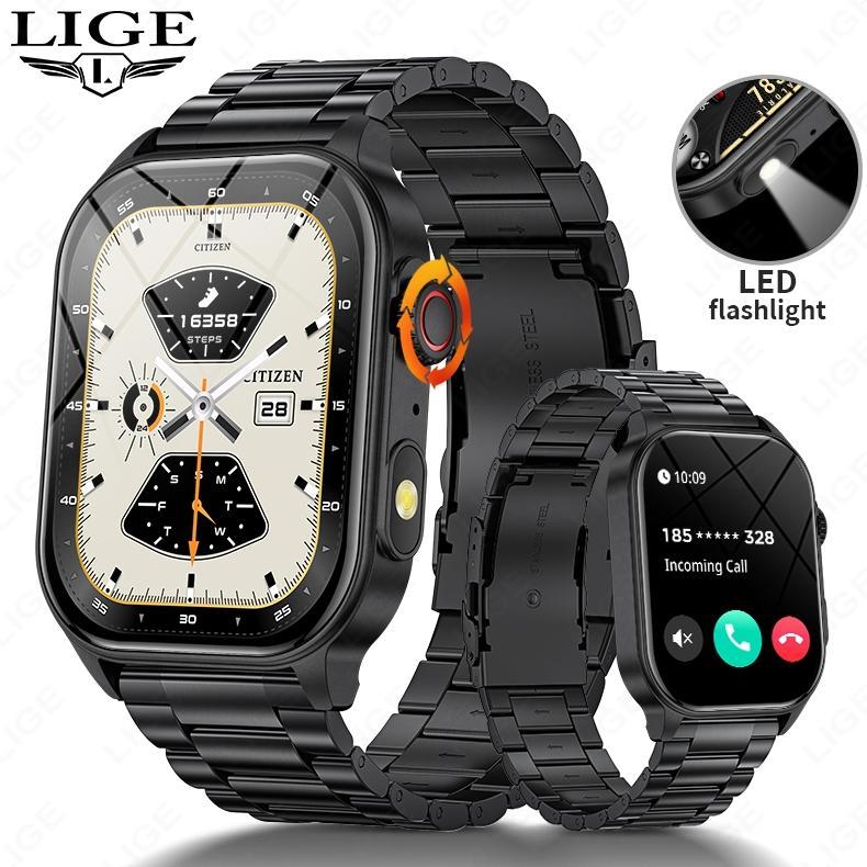 Diskon Lige Smart Watch Pria 2.01 Inci Layar Hd Dengan Lampu Led 370Mah Tahan Air Luar Ruangan Monit