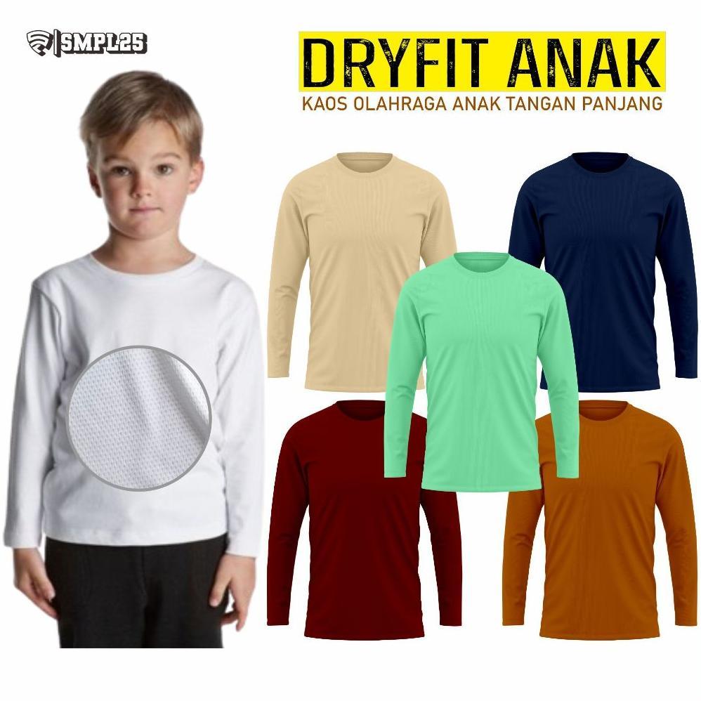 Terlaris Kaos  Olahraga Anak Jersey Dryfit Polos Panjang