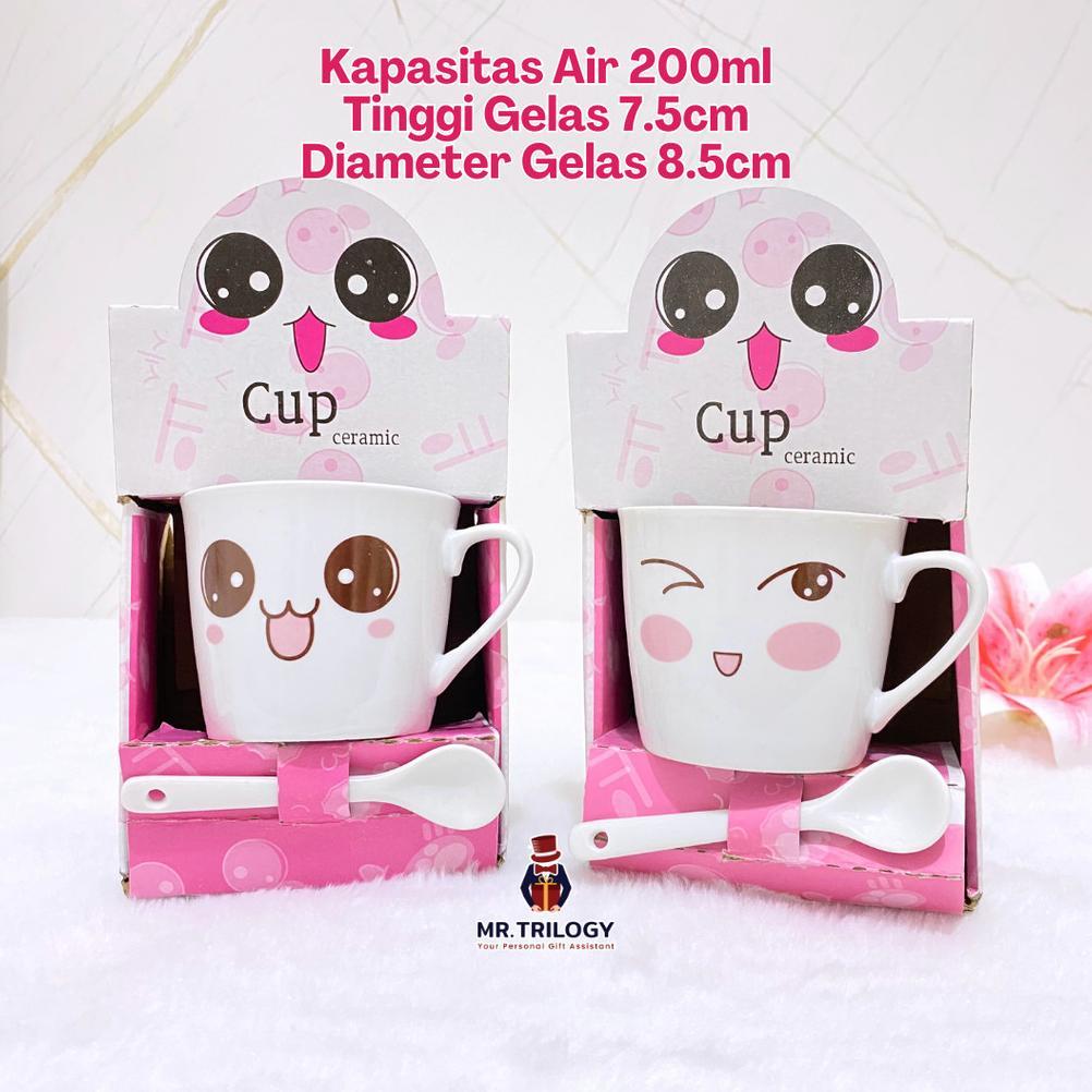 Diskon Gelas Aesthetic Emoji Set Sendok Cangkir Set Keramik Kado Pernikahan Unik Bermanfaat / Hamper