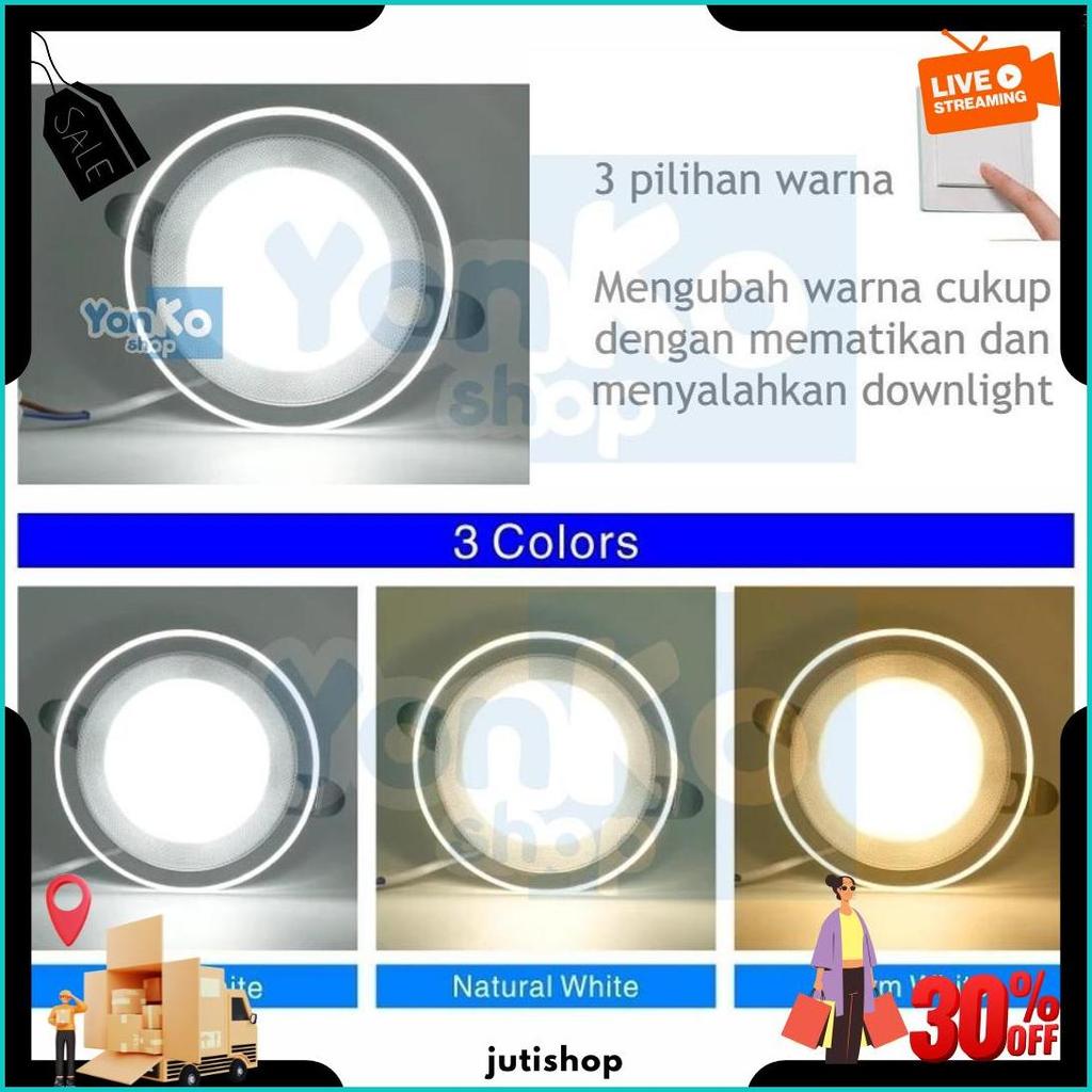 Downlight Led 6 Watt 3 Warna Cahaya Sni Panel Light Lampu Plafon Extrabright Terang Tidak Silau Lamp