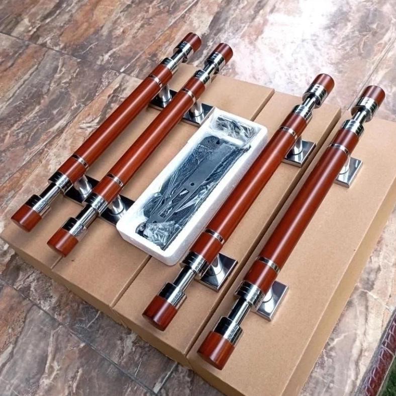 (Terbaru) gagang pintu kupu tarung 1set isi(4gagang+bodi kunci) ukuran 35-60cm cocok untuk pintu kup