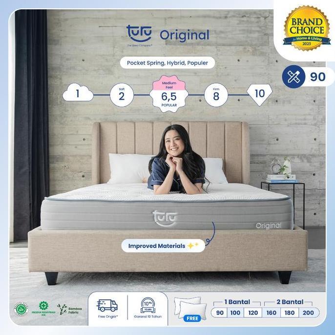 Kasur Pocket Spring Bed TURU ORIGINAL uk. 90x200 (Single) FREE BANTAL