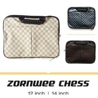 Tas Laptop 12 inch motif LV CATUR, TEBEL dan dua sisi. ZORNWEE