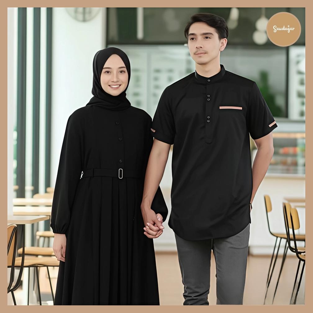 100% Aman Gamis Couple Pasangan Suami Istri Idaman Warna Hitam Terbaru By Saudagar Baju Muslim