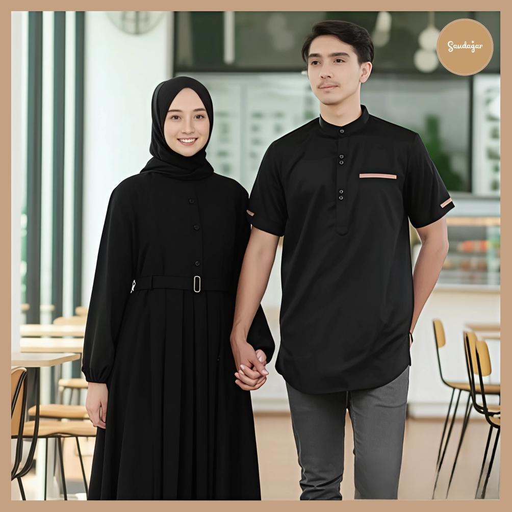 ORIGINAL GAMIS COUPLE PASANGAN SUAMI ISTRI IDAMAN WARNA HITAM TERBARU BY SAUDAGAR BAJU MUSLIM