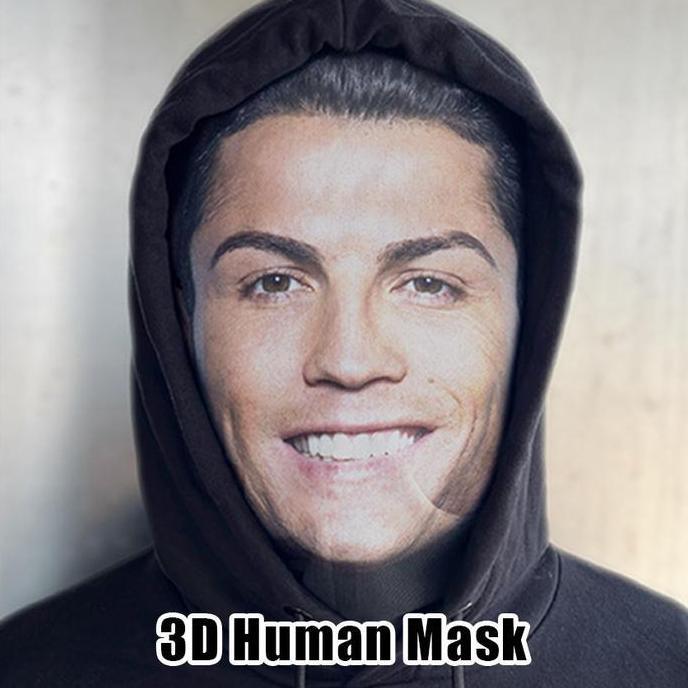 BEANABELL Topeng Penutup Kepala 3D Balaclava Mask Masker Full Face Motif Lionel Messi, Cristiano Ron