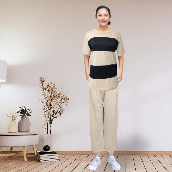 Setelan Wanita Lengan Pendek Ld 90 One Set Baju Dan Celana Panjang Terbaru Kekinian Cewek Allshop