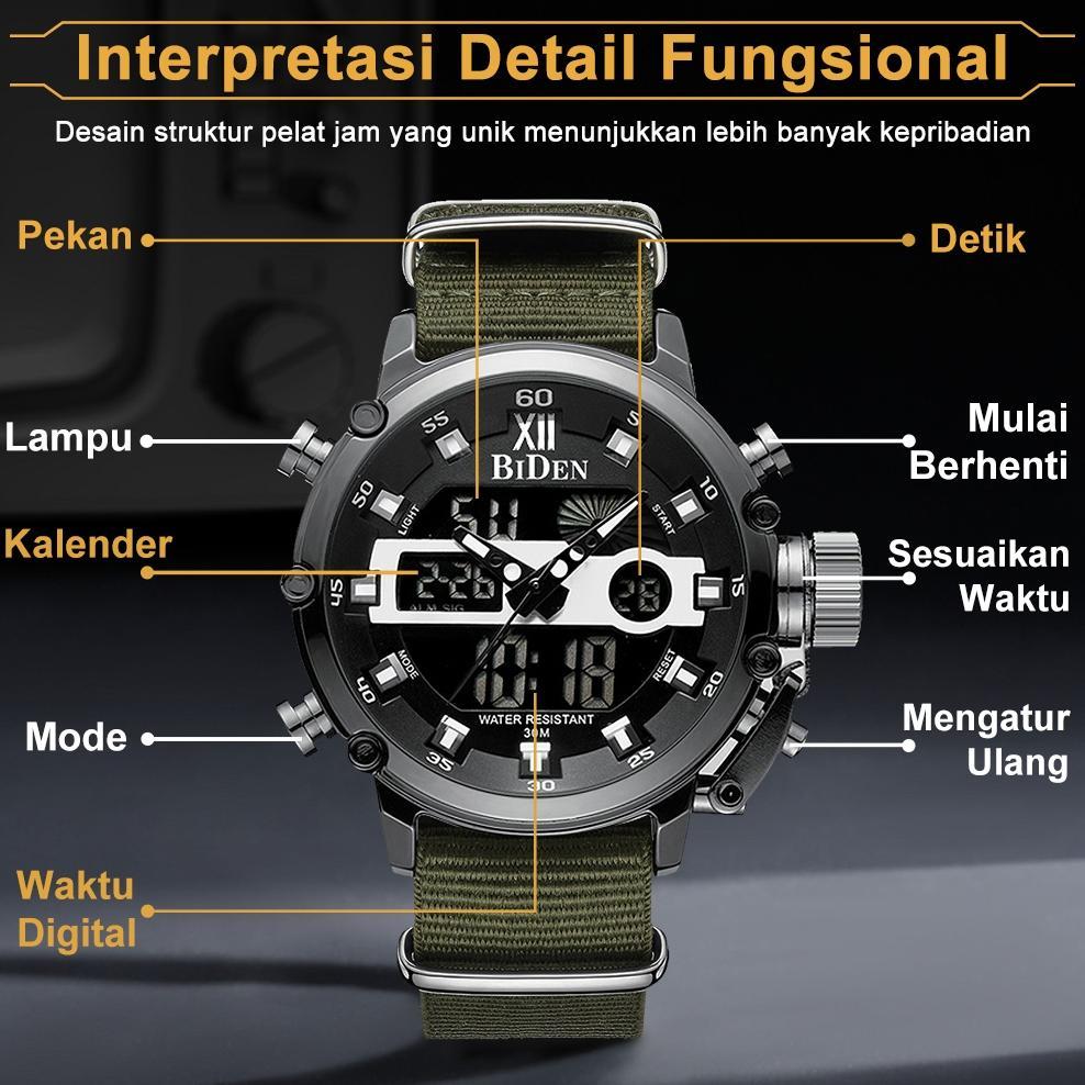 garansi biden jam tangan pria 0164 anti air sport militer analog digital luminous display