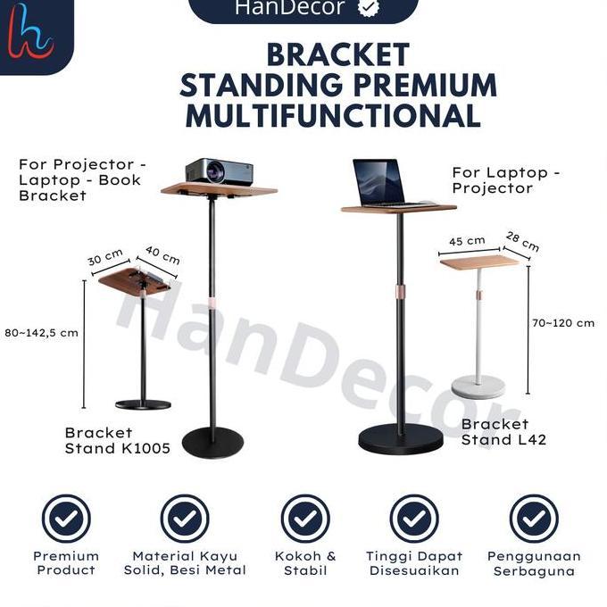 Standing Laptop Kayu 70-120cm | Meja Laptop Standing Portable AERA L42