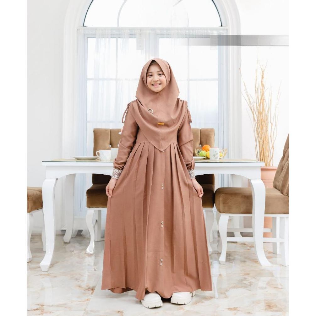 PREMIUM Gamis Anak Mawwadah Syar'i Set Khimar Cringkle Airflow Premium - Fashion Muslim Anak Perempu