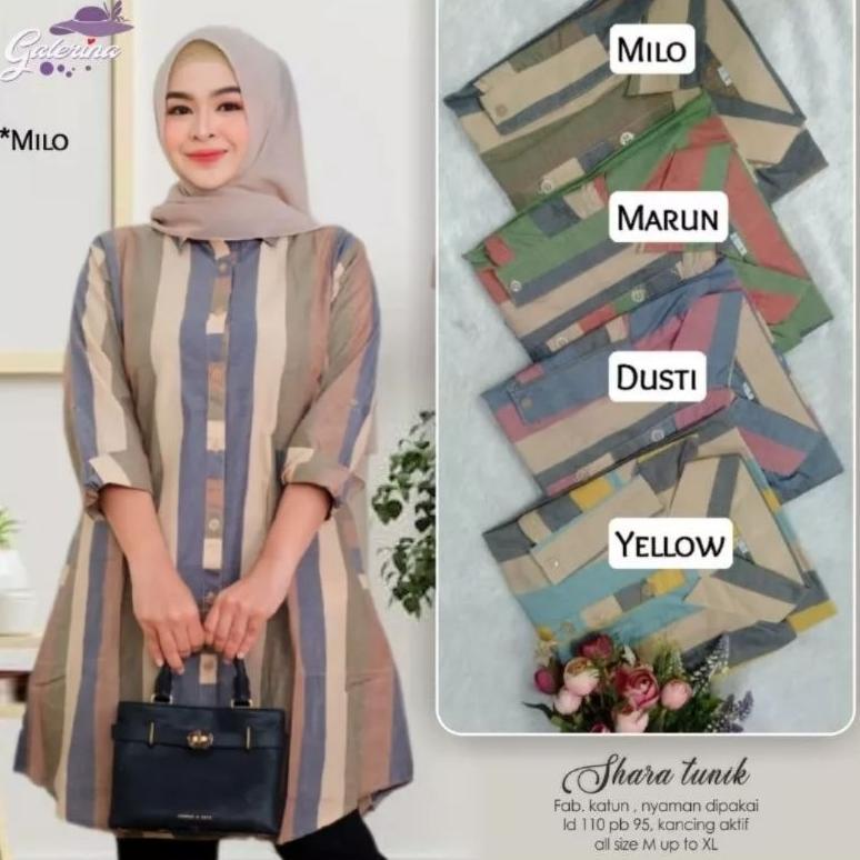 NEW ARRIVAL Tunik jumbo ld 110 - kemeja kerja salur kekinian muat 75 kg