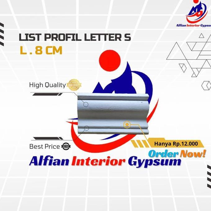 List Profil Gypsum Letter S 8 cm Minimalis Plafon