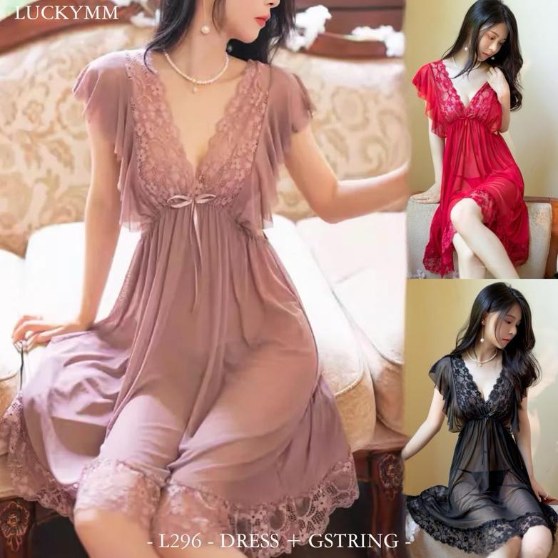 Limited Sexy Lingerie Dress Transparan Baju Tidur Sexy Lingerie Wanita Bigsize Fit M-Xxl / Lingerie 