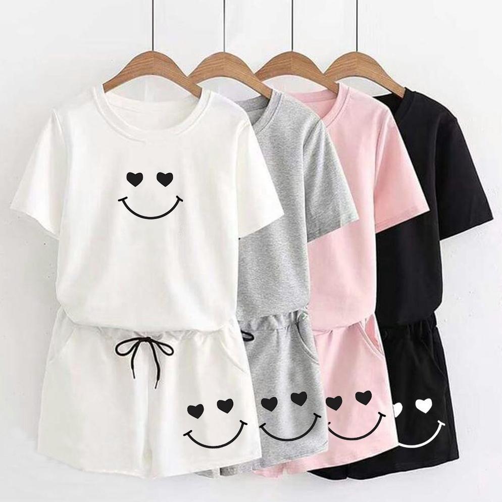 Murah Setelan Smile | One Set Wanita Katun Rayon Kekinian