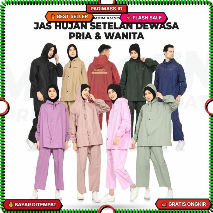 Jas Hujan Maroen Original Untuk Pria Dan Wanita Bahan Pvc Tebal Anti Rembes Lentur Kuat Murah Grosir