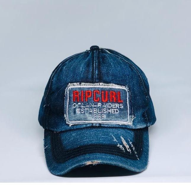 Hot Topi Pria Distro Bahan Jeans Denim Model Sobek Terbaru Original Import/Topi Pria Original Keren 