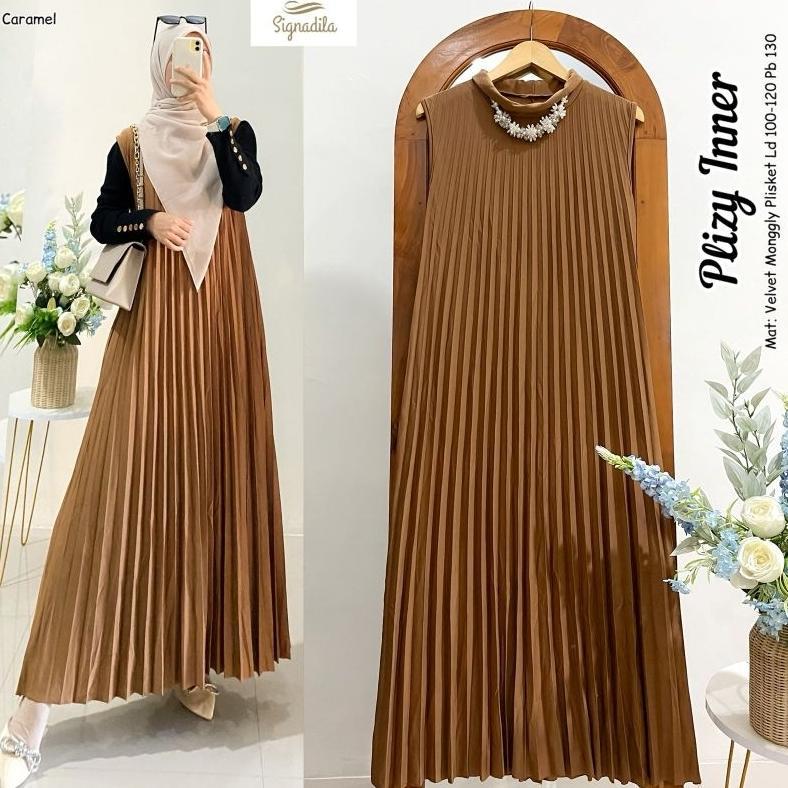 Bergaransi Plizy Inner Original By Signadila - Gamis Inner / Dalaman / Kutung Plisket Polos Inner Ga