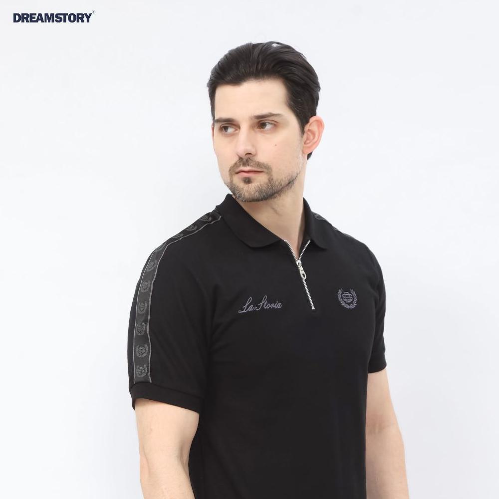 OFFICIAL DREAM STORY - Polo Shirt Pedro Cotton Pique Black Kaos Kerah Pria Wanita Baju Kaos Kerah Di