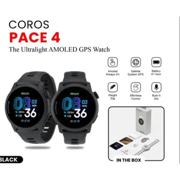 Coros Pace 4 GPS Sport Smart Watch Silicon Band Garansi Resmi