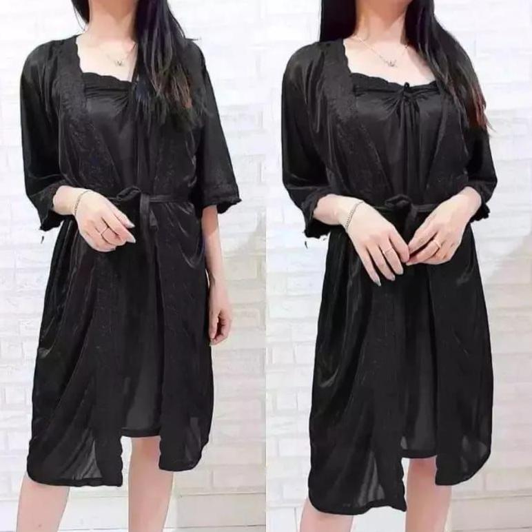 Termurah  Baju Tidur Lingerie Sexy Tricot Kimono Satin Import  Xxl