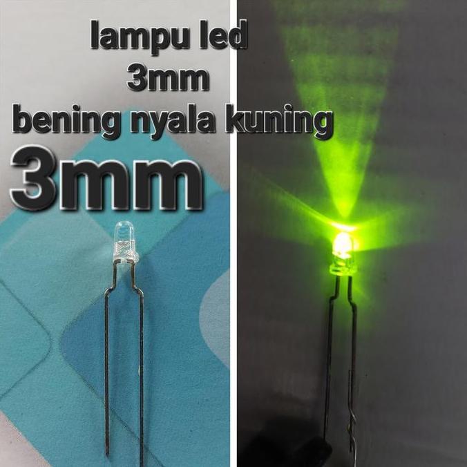 ( LAMPU LED 3MM BENING NYALA KUNING ) LED LIGHT EMITTING DIODE DIODA BENING PUTIH NYALA KUNING YELLO