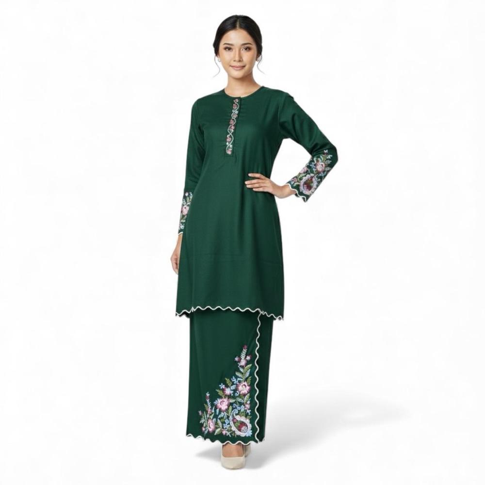 One Set Rayana Bordir Kurung Melayu Terbaru Stelan Rok Muslim Wanita Katun Toyobo Premium