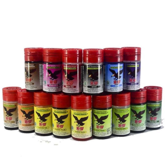 Yoviseban - (12 Pcs X 12.5 Ml) Rajawali Pewarna Makanan 12 Pcs X 12.5 Ml Cap Rajawali Botol Pewarna 