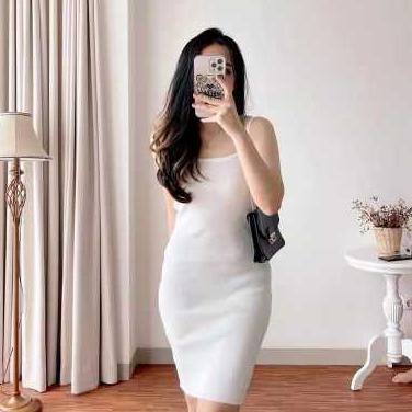HOT DEALS DRESS TANKTOP SEXY WANITA DEWASA  BODYCON TALI SPAGHETTI TANKTOP STREET KOREAN PARTY STYLE