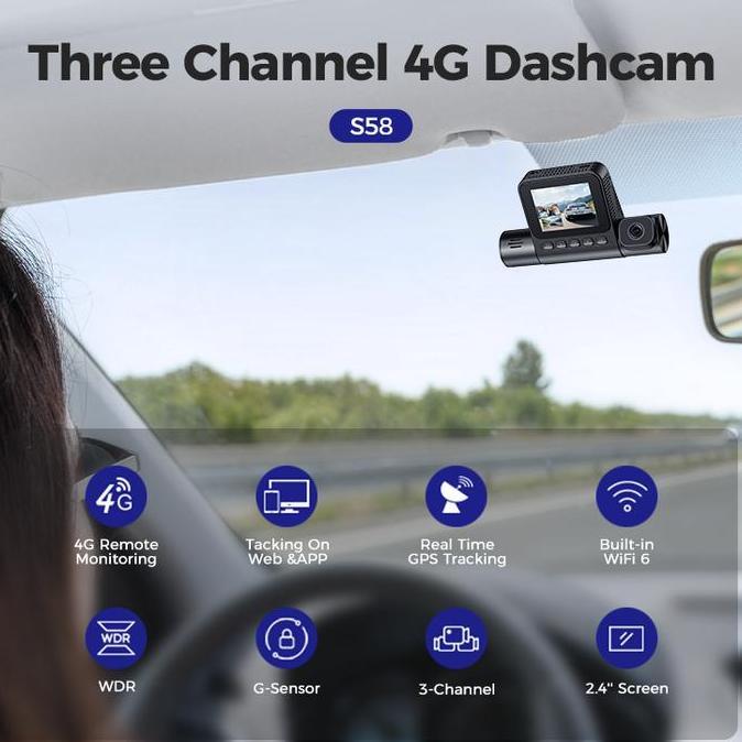 Promo Azdome S58 3 Camera 4G Dashcam 3 Kamera Dash Cam Gps Tracker Cod