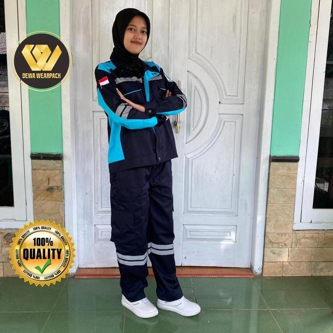 Suhartatishop - Baju Wearpack Safety Pria Kemeja Atasan Baju Kerja Mekanik SEMI JAKET Bordir Panjang